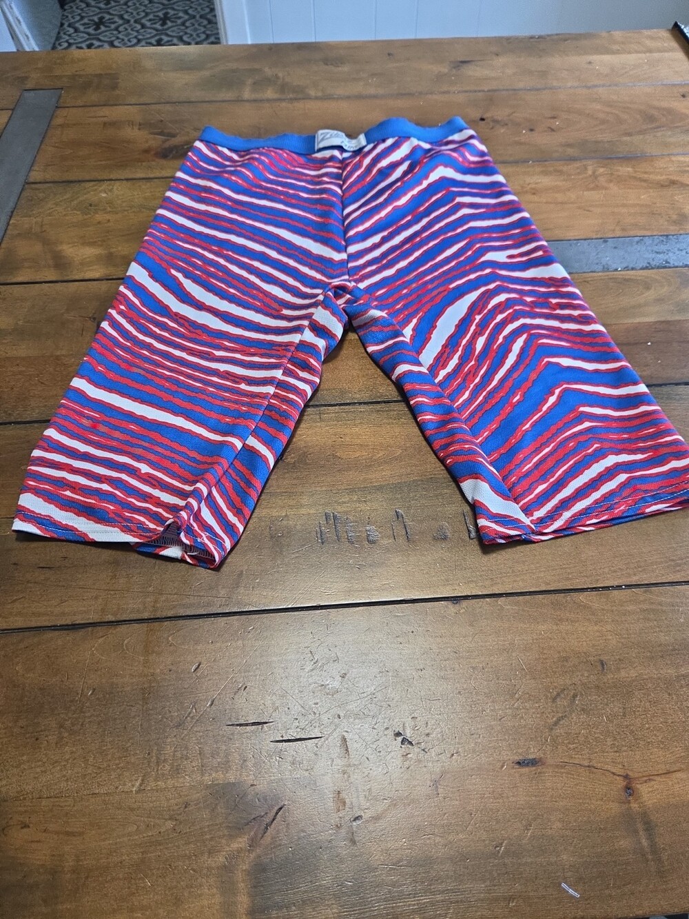 Vintage 90s Zubaz Bike Shorts Medium Red White Blue Zebra Spandex 1990s - Picture 8 of 9